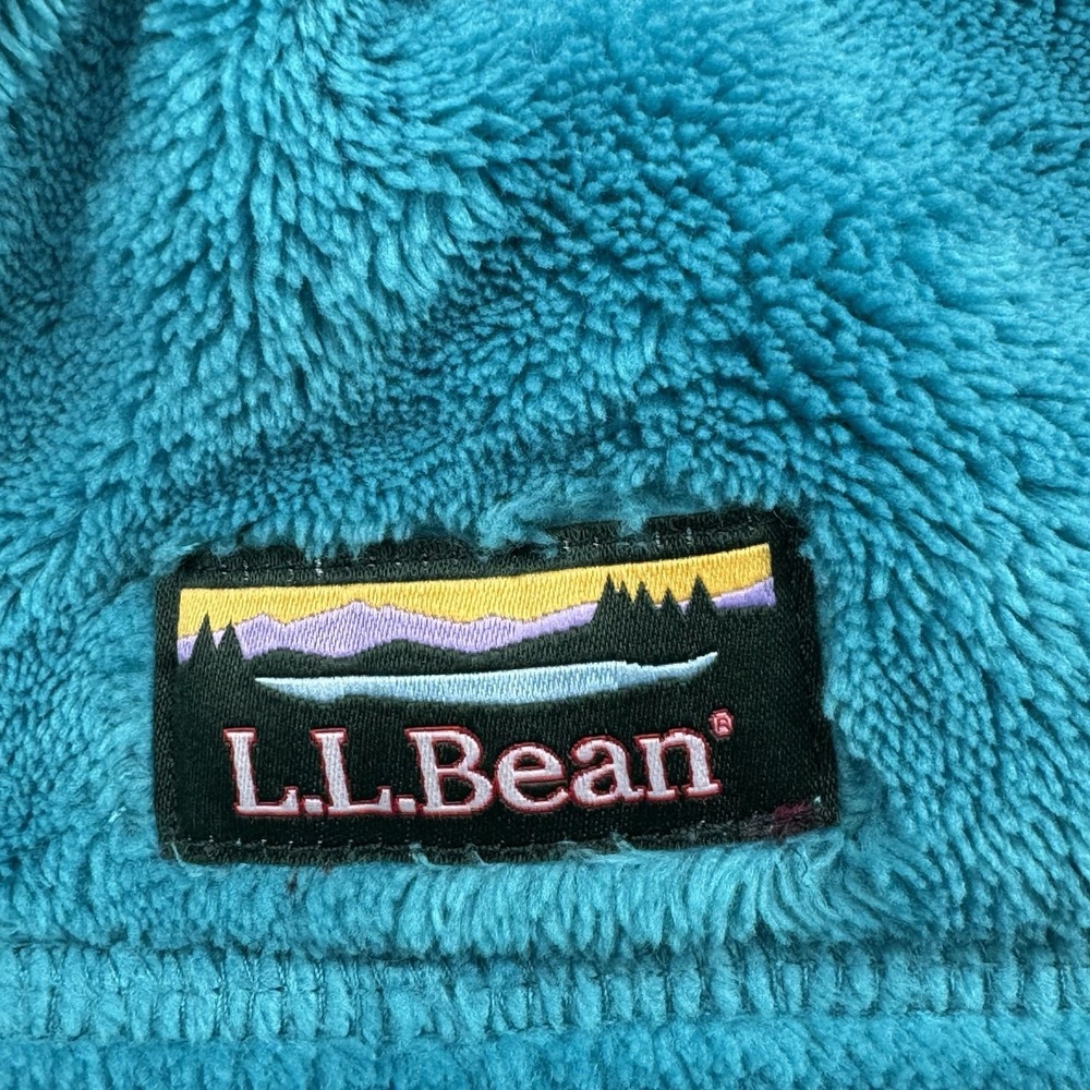 LL BEAN Kids L 14-16 Hi-Pile Fleece‎ Blue Full Zip Hooded Fleece Jacket Large - Picture 4 of 10